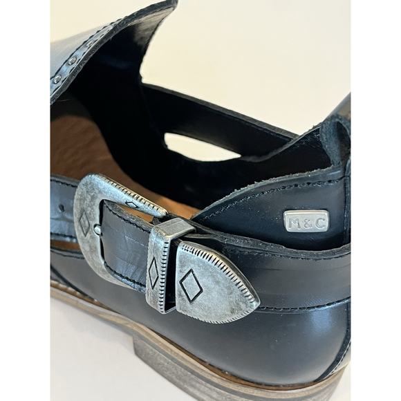 Musse & Cloud Western Ankle Booties Black Leather EU 37 US 6 Buckles NEW Cowgirl - Picture 8 of 11